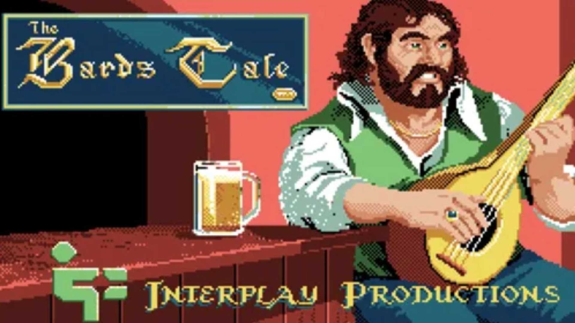 The Bard's Tale Title Screen with a bard singing