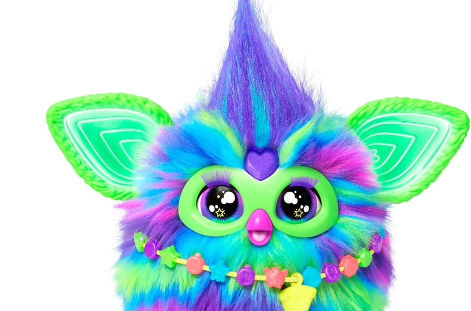 Full-size six-inch Furby in a galaxy edition colorway and accessories