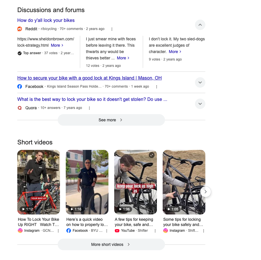 Google Discussions and Forums – How to lock your bike