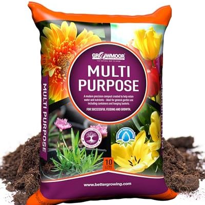 Growmoor Multi-Purpose Compost for Use All Around the Garden – Promotes Healthy Growth, Vibrant Flowers & Strong Roots – 10l
