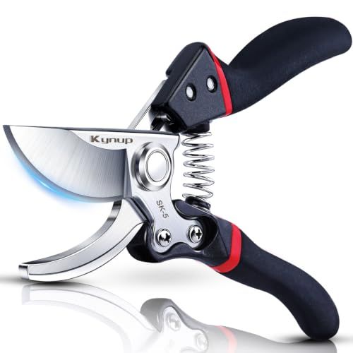 Kynup Garden Secateurs - Sk-5 Steel Gardening Shears With Ergonomic Anti-Slip Handle, Gardening Pruning Scissors, Bypass Pruning Secateurs for Trimming & Hedge Shears Cutting - Garden Tools - Black