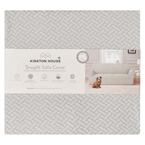 ALDI's Snugfit Sofa Cover in Light Gray