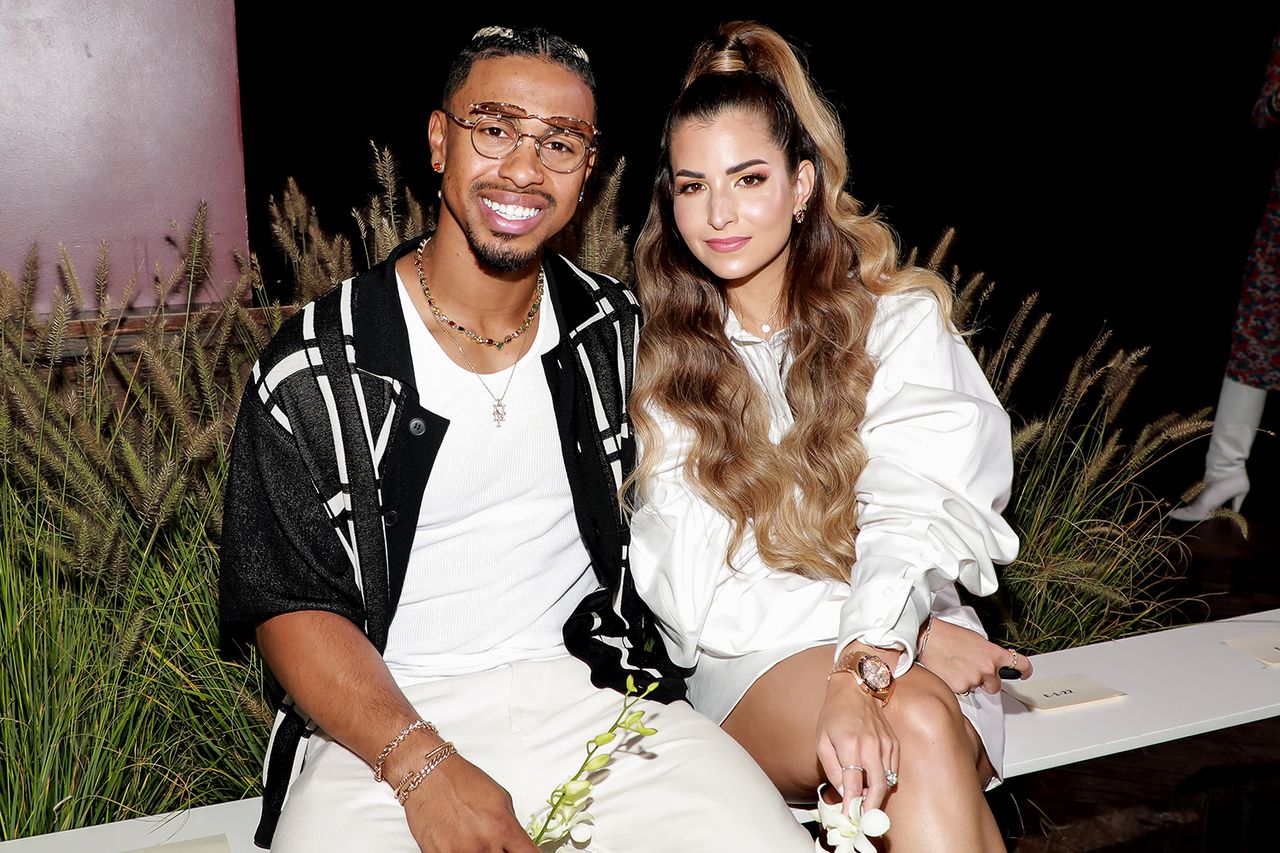 Francisco Lindor and Katia Lindor attend the Aliette fashion show during New York Fashion Week