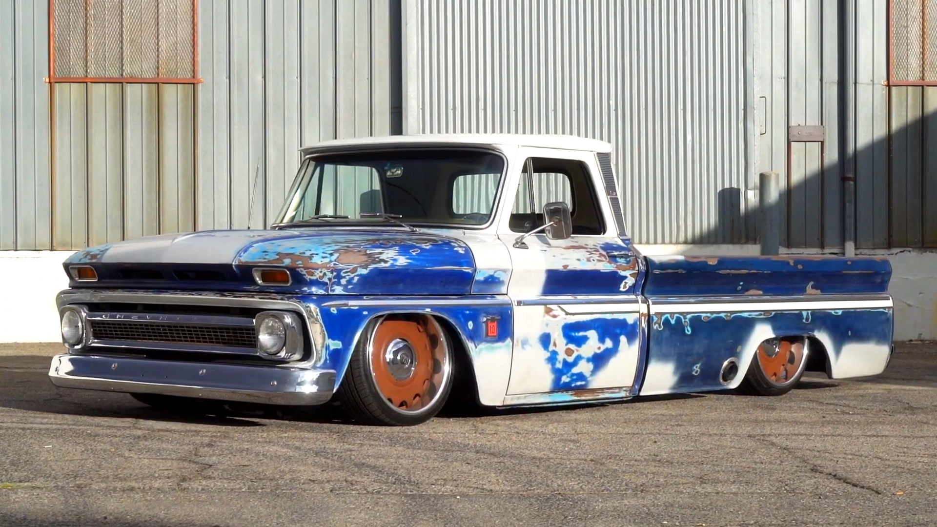 Bagged '64 Chevy C10 drops low with real patina