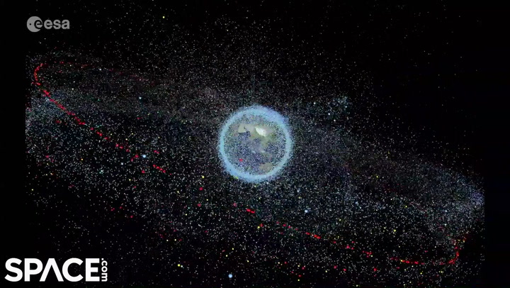 The amount of space debris currently orbiting Earth