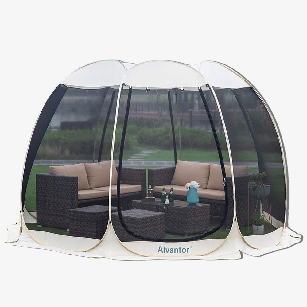 Buzz off: This pop-up screen shelter provides a safe retreat from bugs and mosquitoes