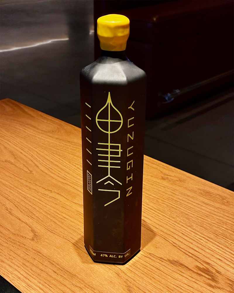 Yuzu gin on countertop.