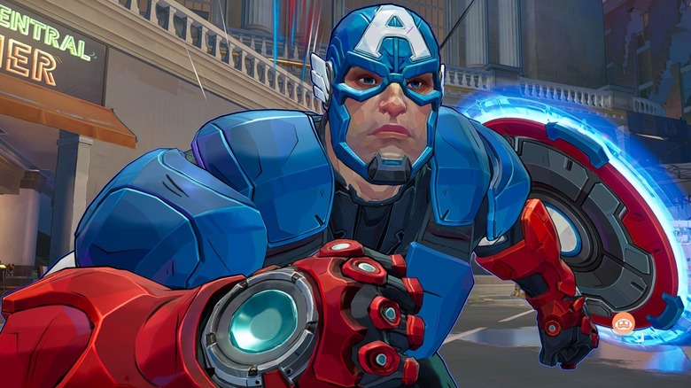 Captain American in battle in Marvel Rivals