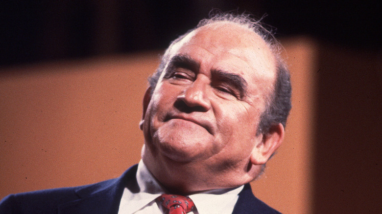 Ed Asner participating in a Second City performance at the Vic Theatre