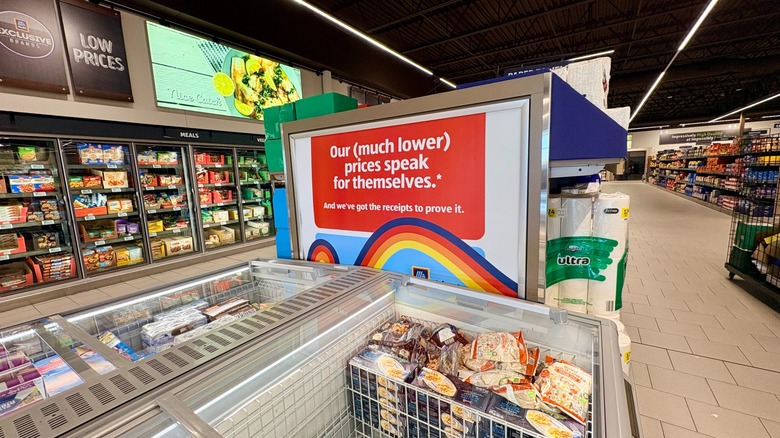 Cold case and sign at Aldi