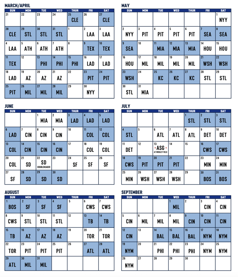 Cubs, MLB announce 2027 regular season schedule