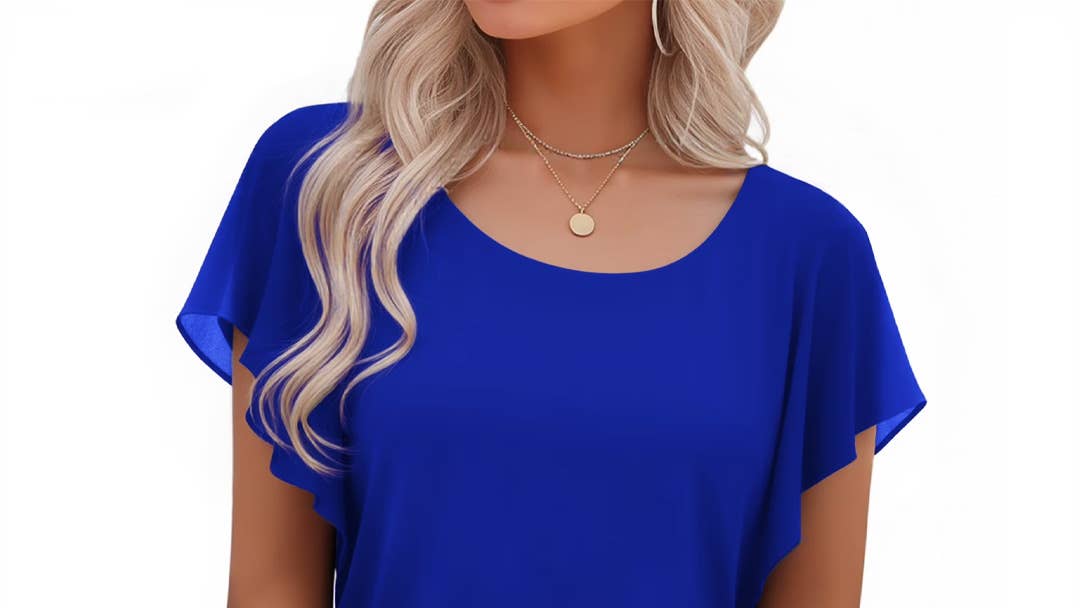 Walmart's 'Pretty' and ‘Stretchy’ $12 Chiffon T-Shirt Has the Cutest Ruffle Sleeves and Comes in 8 Colors