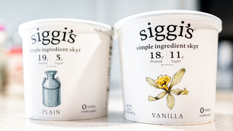 Two large containers of Siggi's yogurt