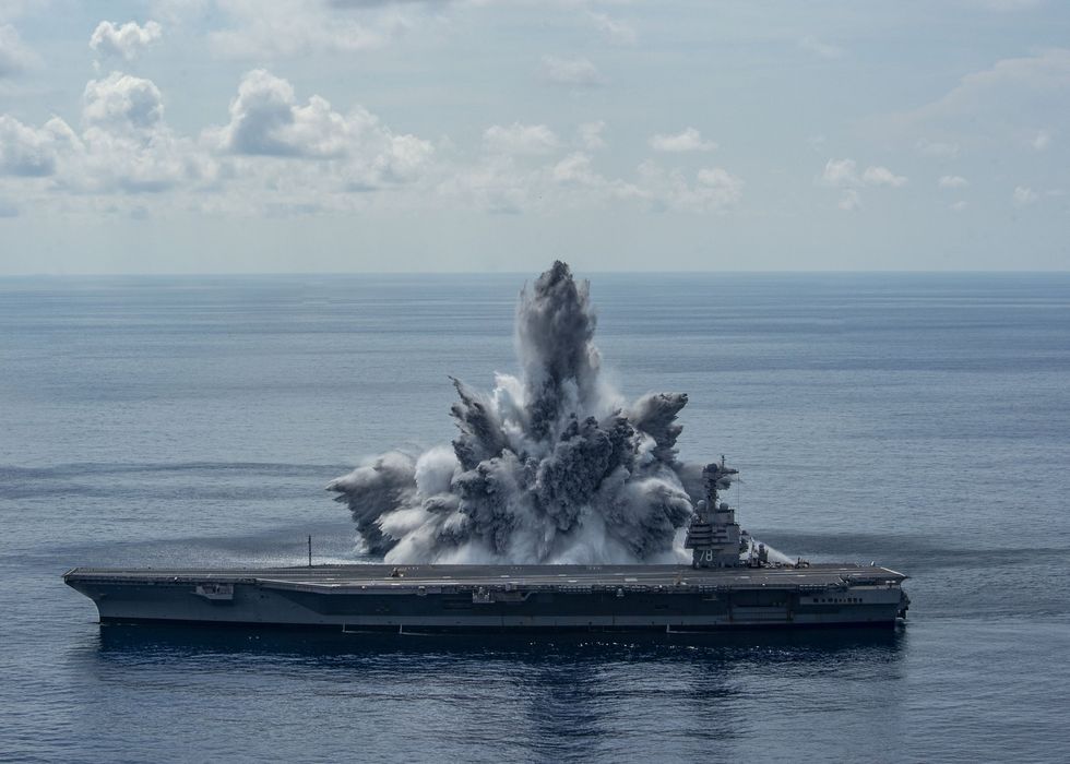USS Gerald R Ford undergoes a Full Ship Shock Trial | Source: US NAVY