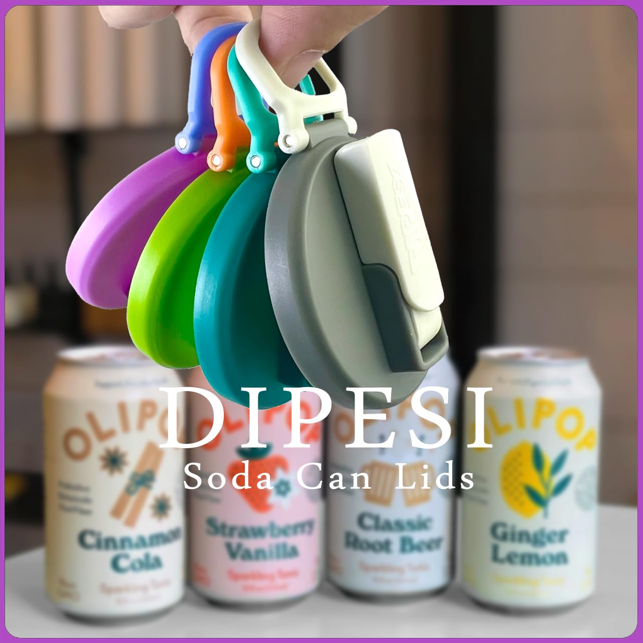 DIPESI Soda Can Lids with Straws - Pack of 6