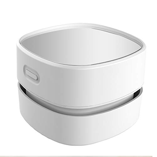 Odistar Desktop Vacuum Cleaner, Mini Table Dust Sweeper Energy Saving,high Endurance Up to 90 Mins,cordless&360º Rotatable Design for Keyboard/home/school/office(white Aa Battery)