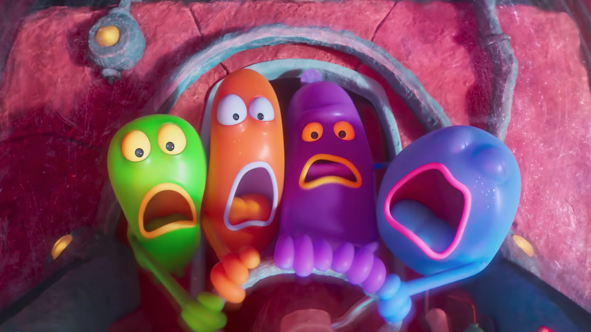 Four colorful alien blobs from a sci-fi movie