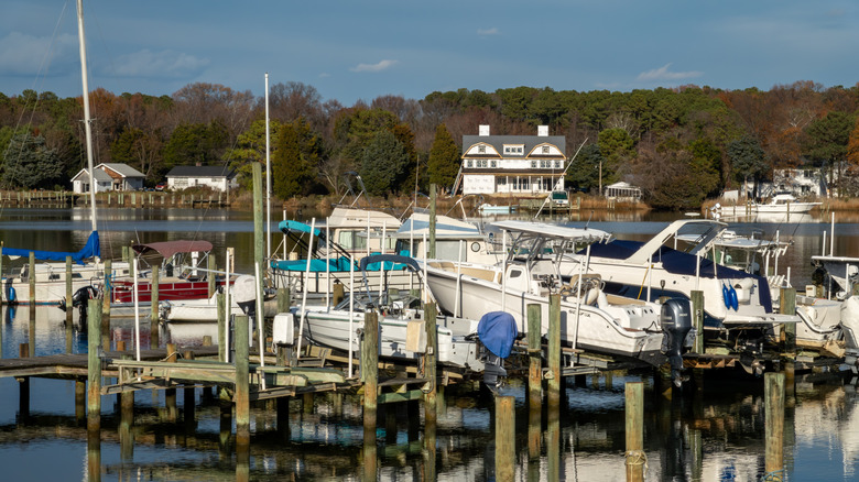 A picture of boats in the Marina on Cobb Island, Maryland