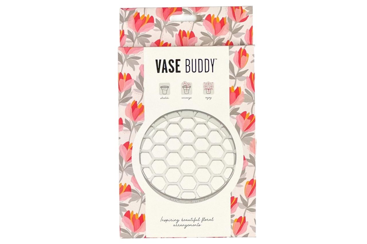 Vase Buddy, Reusable Silicone Flower Arranging Grid, Stretches Over The Rim of Vase, Self-Grips to Glass, for Easy Flower Arranging. Fits vase Openings from 5
