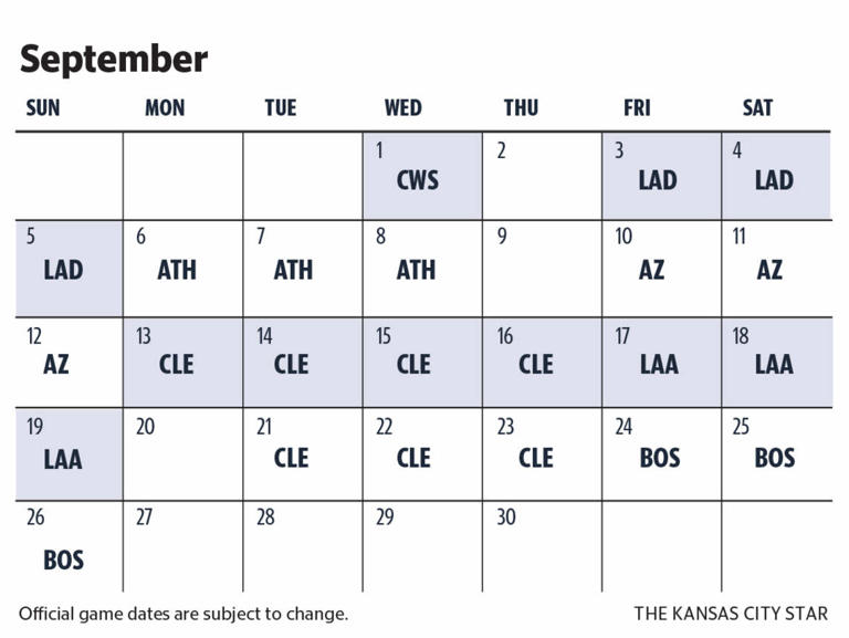 Royals Baseball Schedule 2027