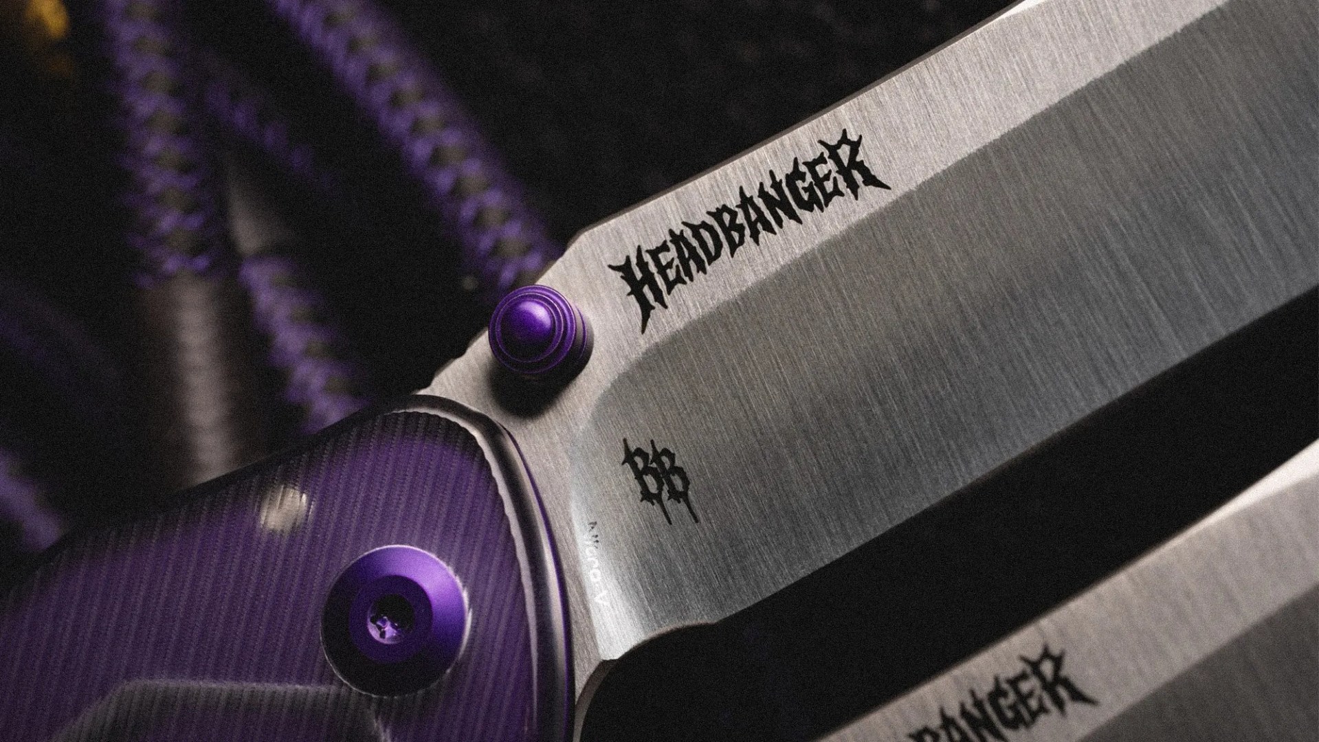 Close-up of a folding knife blade with 