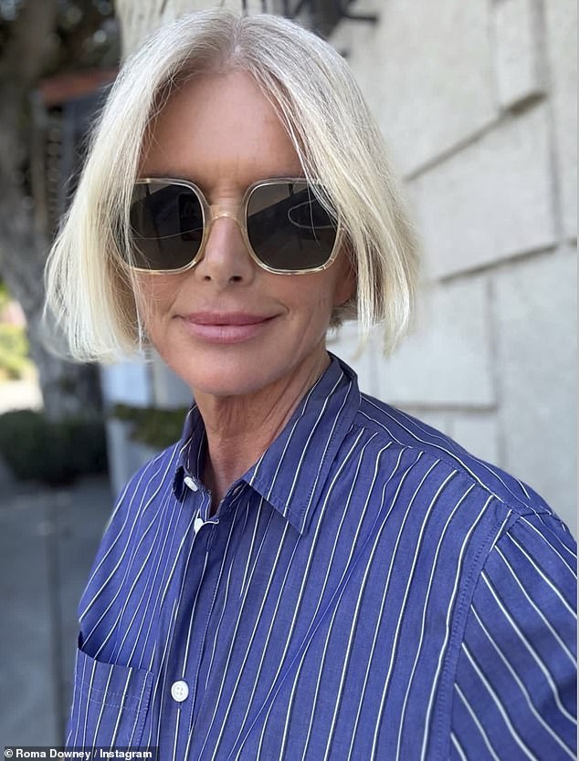 This week, however, at the age of 66, Downey posted a suite of photos showing she had lopped off her mane and replaced it with a tiny ash-blonde bob
