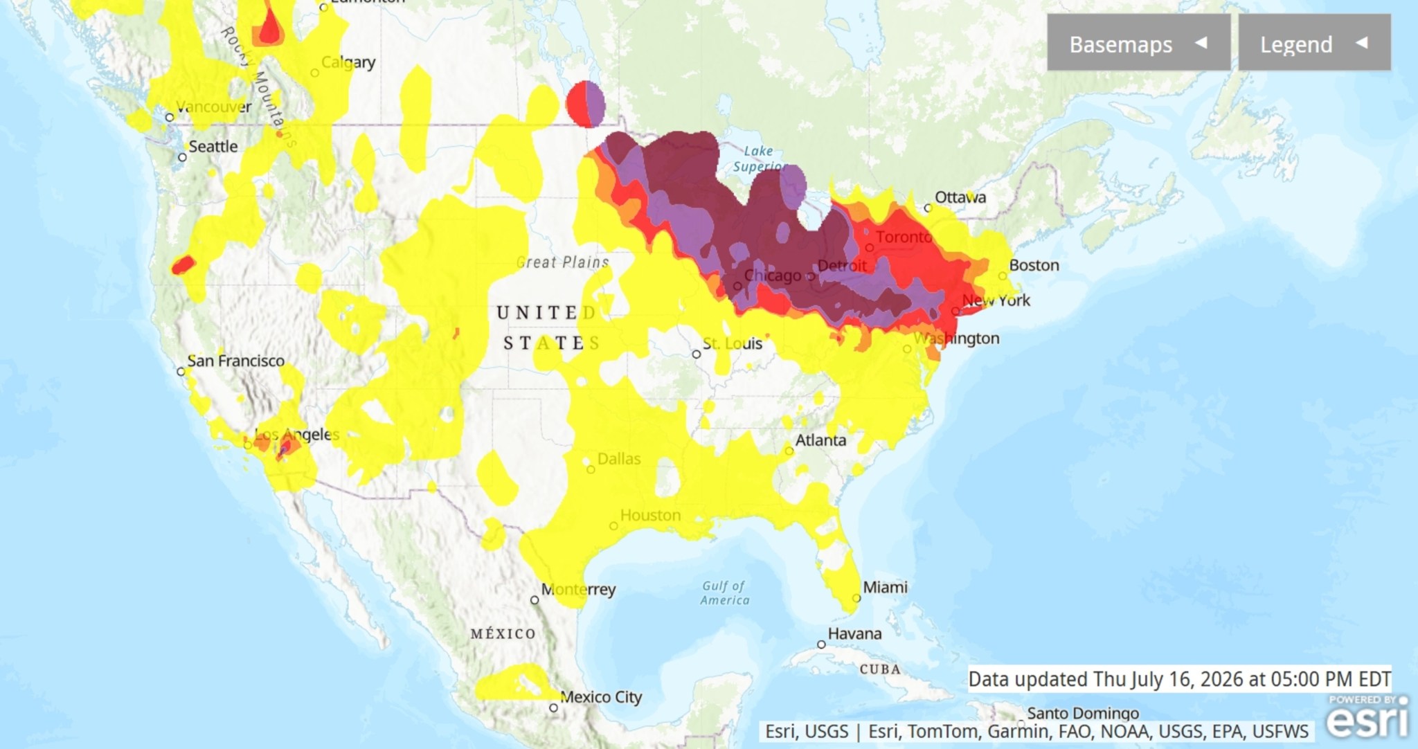 Wildfire smoke map, live tracker as air quality warnings issued