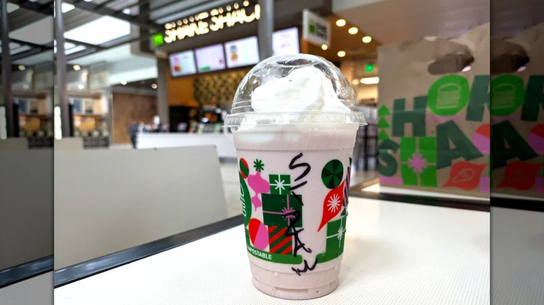Shake Shack Strawberry Shake on a table