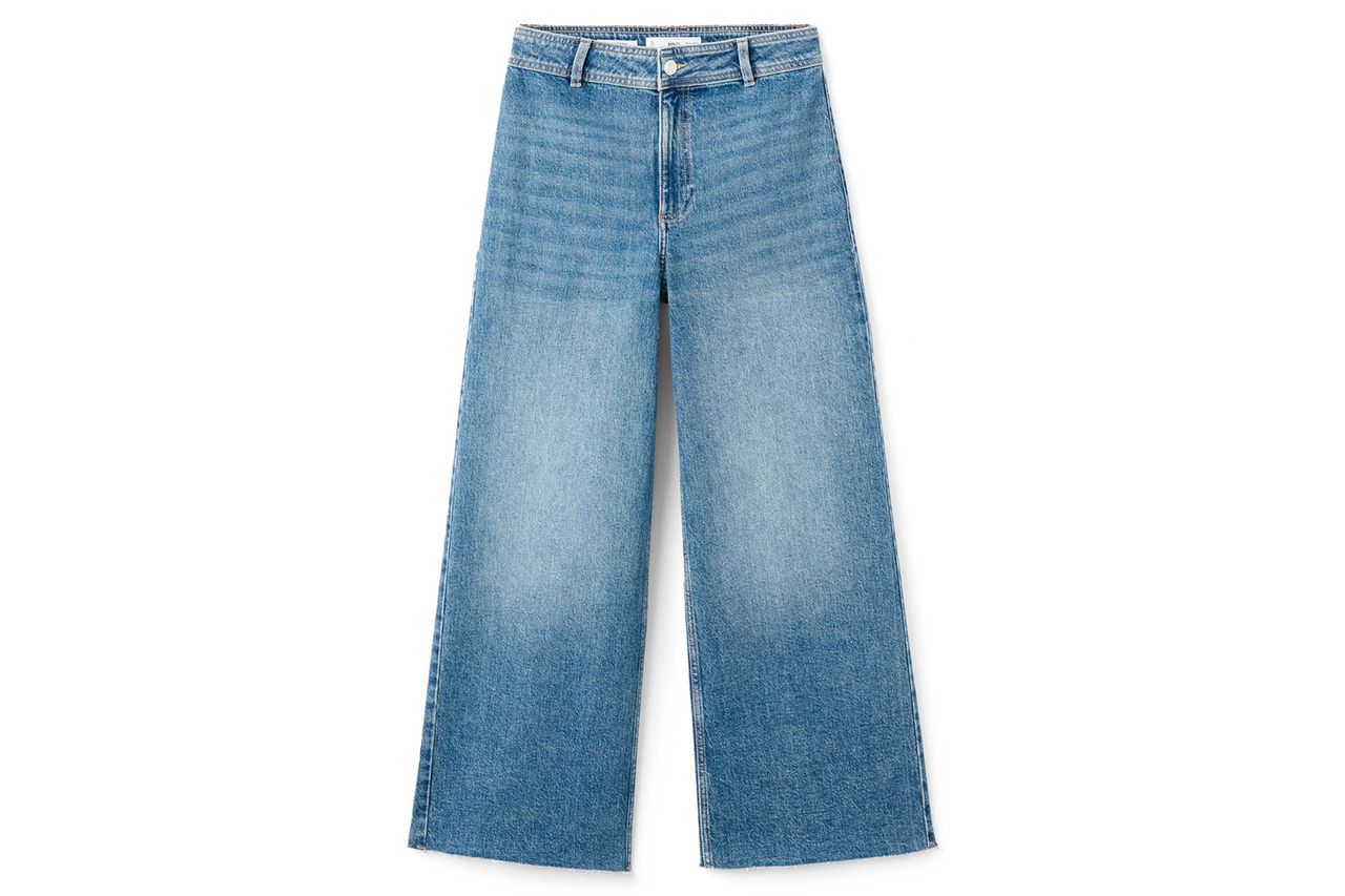 Catherin Frayed High Waist Wide Leg Culotte Jeans MANGO