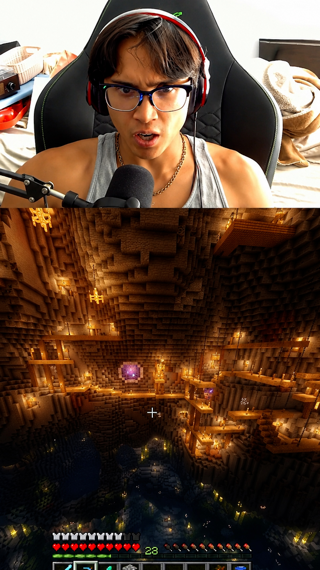 Player discovers large underground cave for Minecraft base