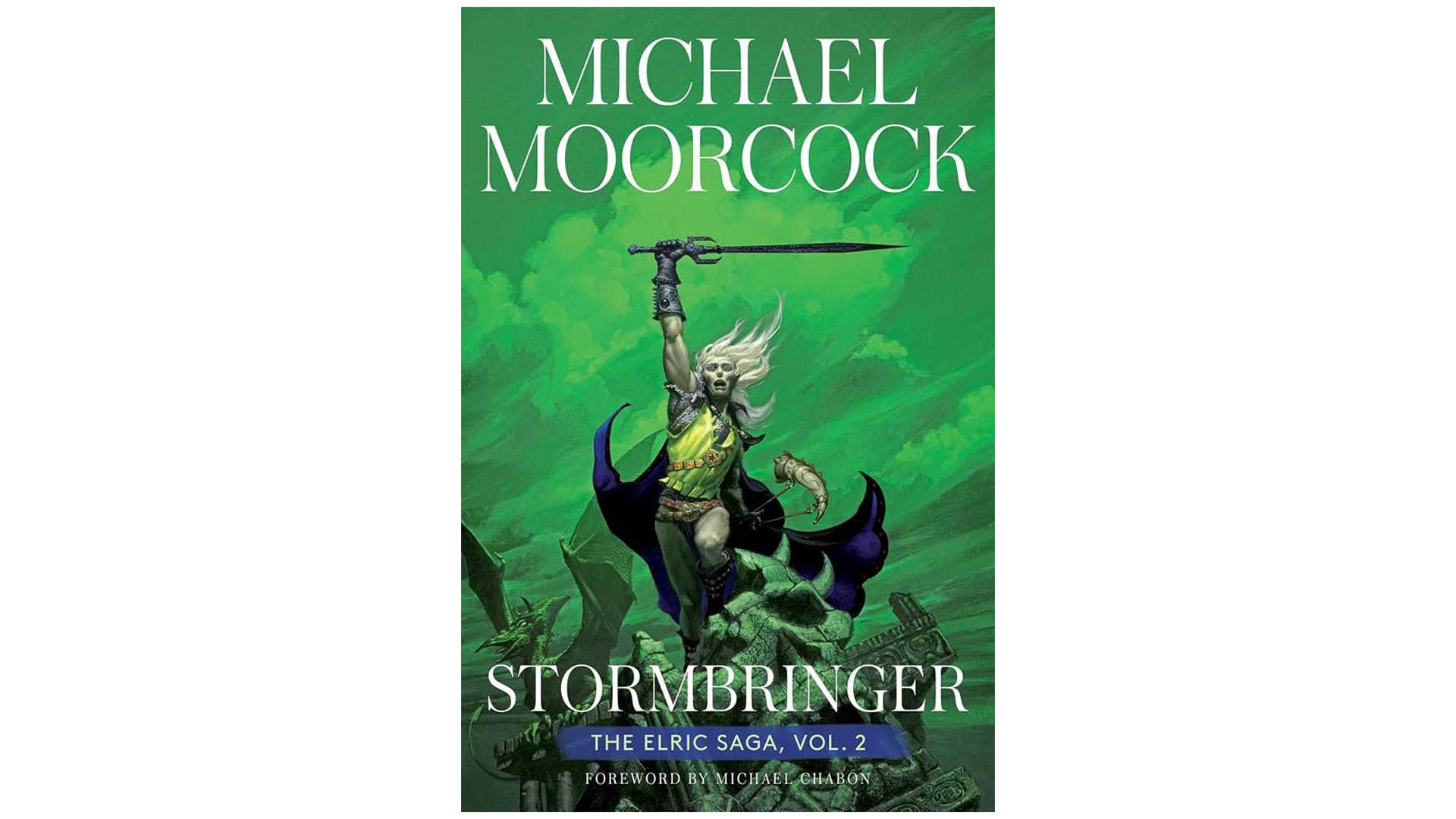 A book cover of the Stormbringer book from the Elric Saga.