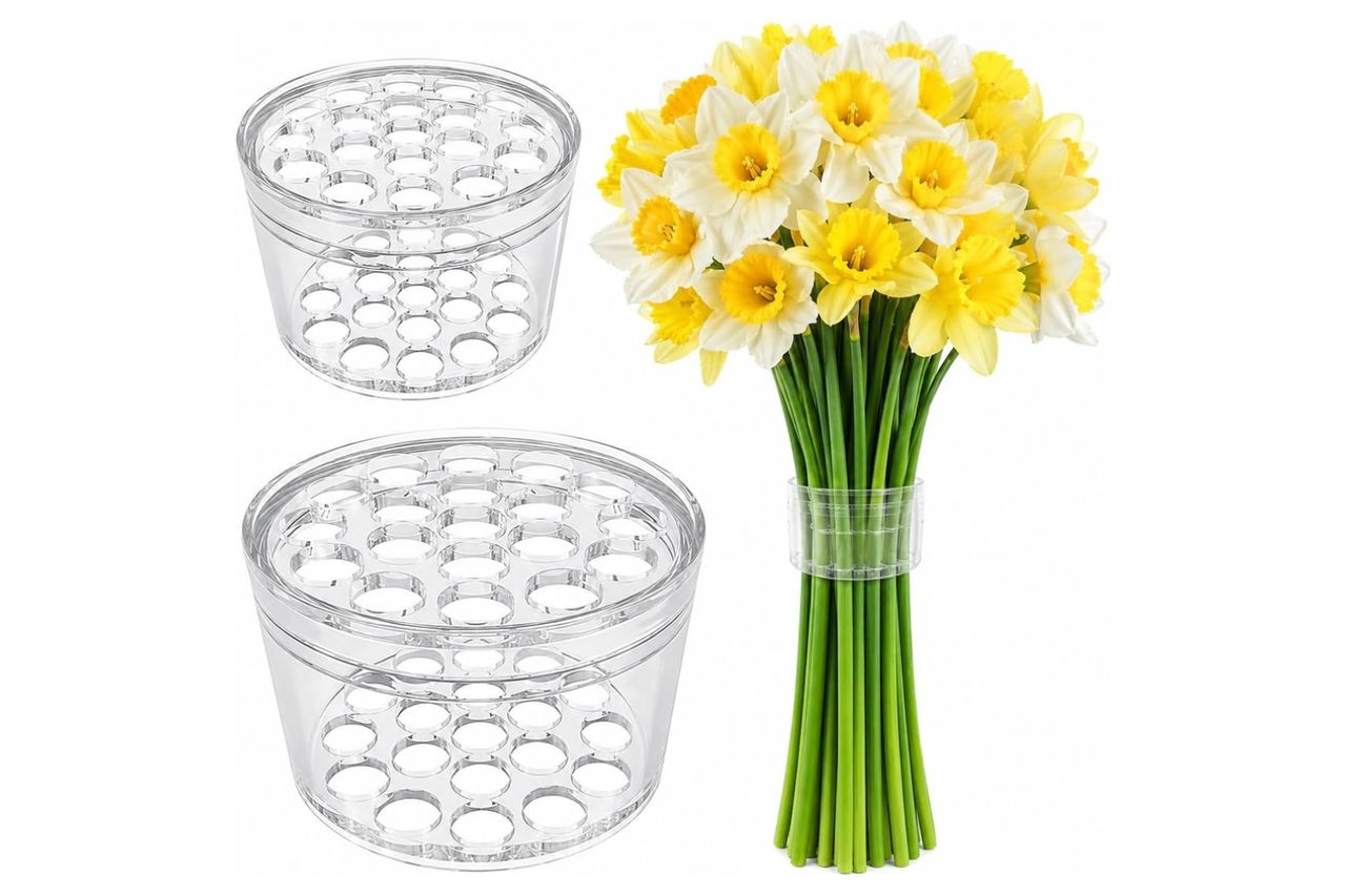 Heqxwl 2 Pack Flower Frog, Spiral Arranging Grid & Bouquet Twister (Clear) | 2 Pack Small & Large, 9 & 19 Hole Design, Spiral Bouquet Shaping, Clear Reusable Plastic, For Slender Stems : Arts, Crafts & Sewing