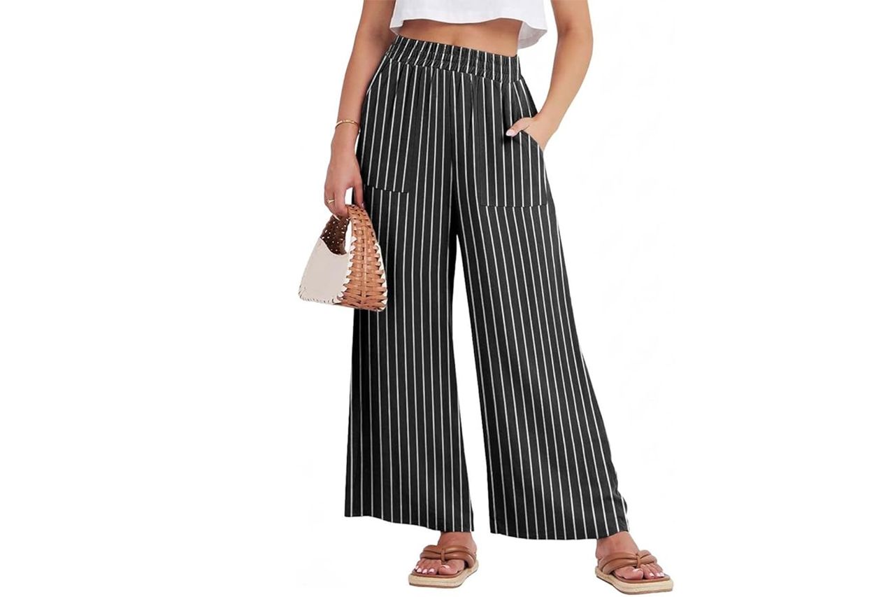 GRECERELLE Women Elastic High Waisted Wide Leg Pants