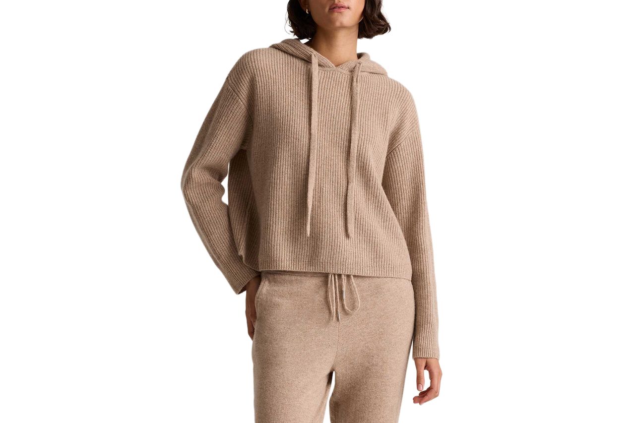 Mongolian Cashmere Fisherman Pullover Hoodie Oatmeal