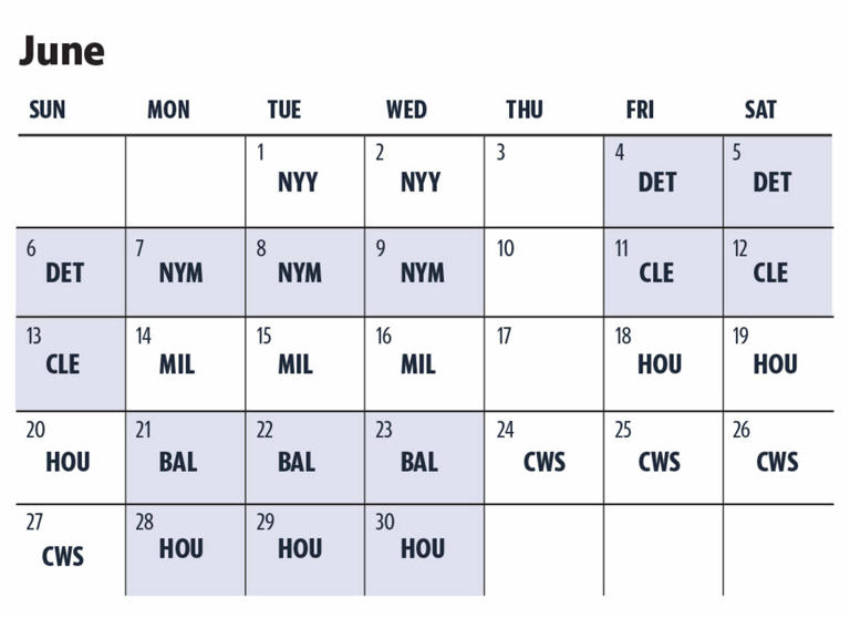 Mlb Schedule June 2027