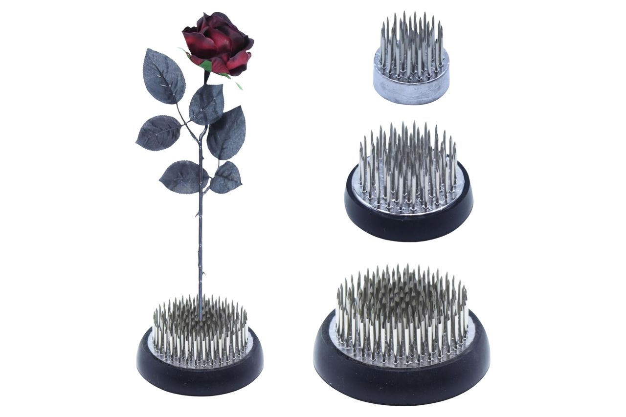 Stainless Floral Frogs Kenzan, Round Metal Flower Frog Vase Arranger Pin Holder for Ikebana, DIY Flower Craft Arrangements, Set of 3 (Silver) : Arts, Crafts & Sewing