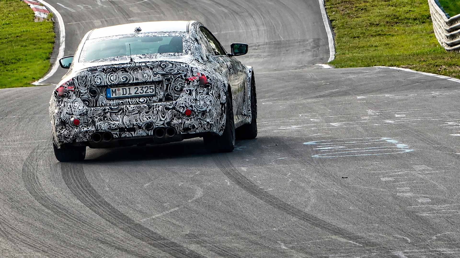 Prototype car spotted sliding off during a high-speed test