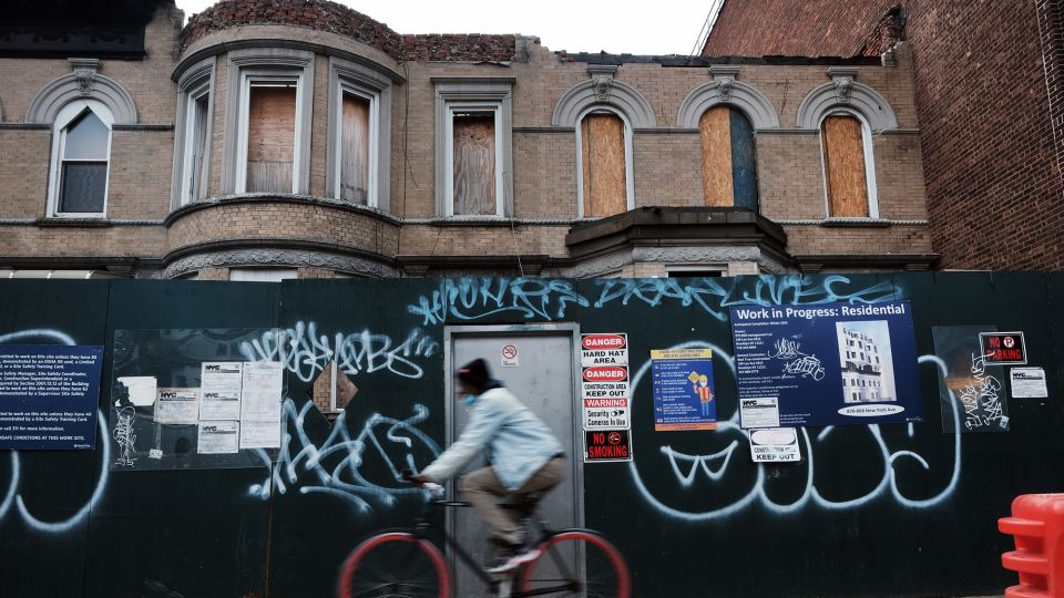 Homes are under renovation in Brooklyn on March 31, 2021. - Spencer Platt/Getty Images