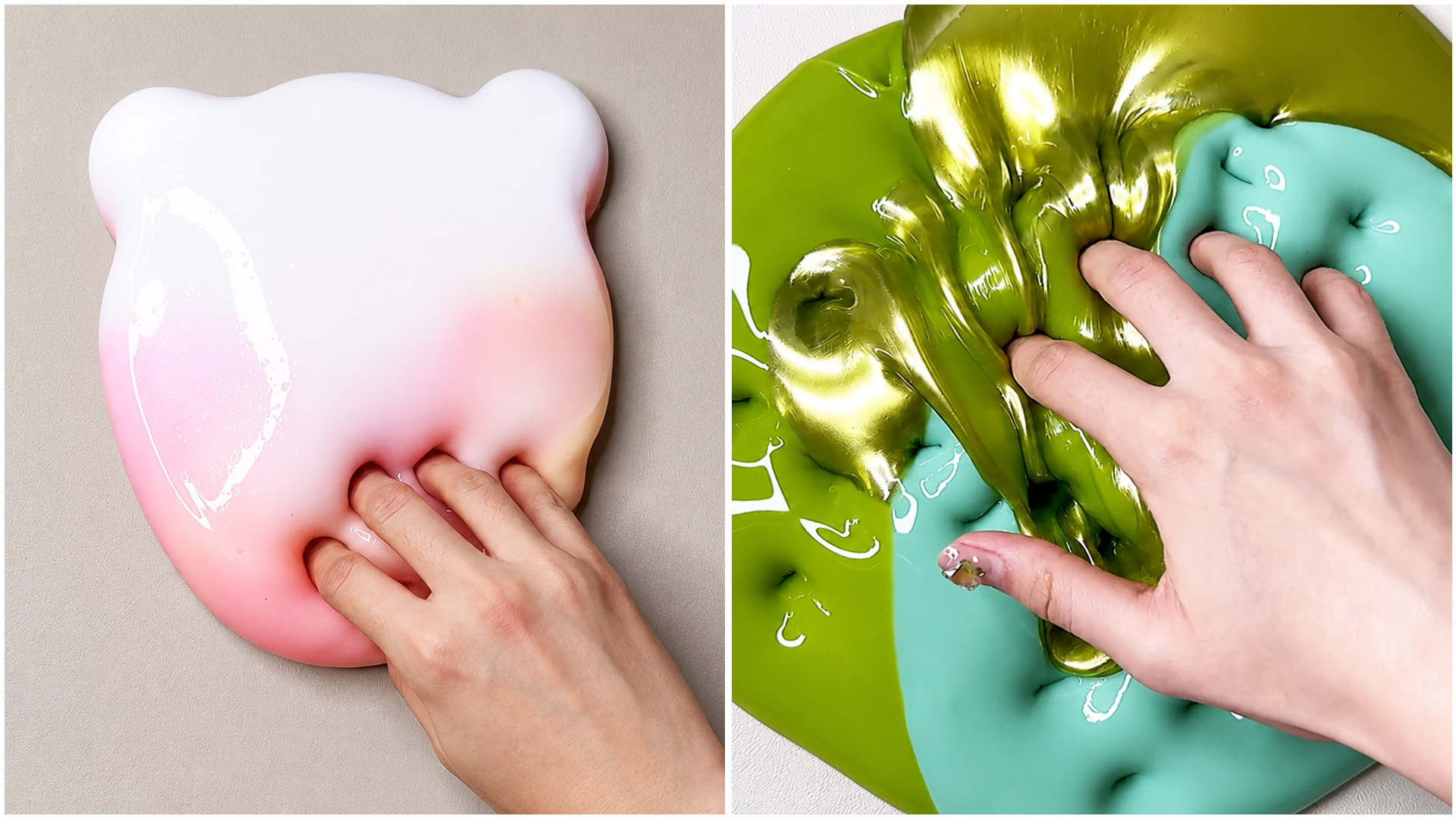 Soft glossy slime with beautiful color blends