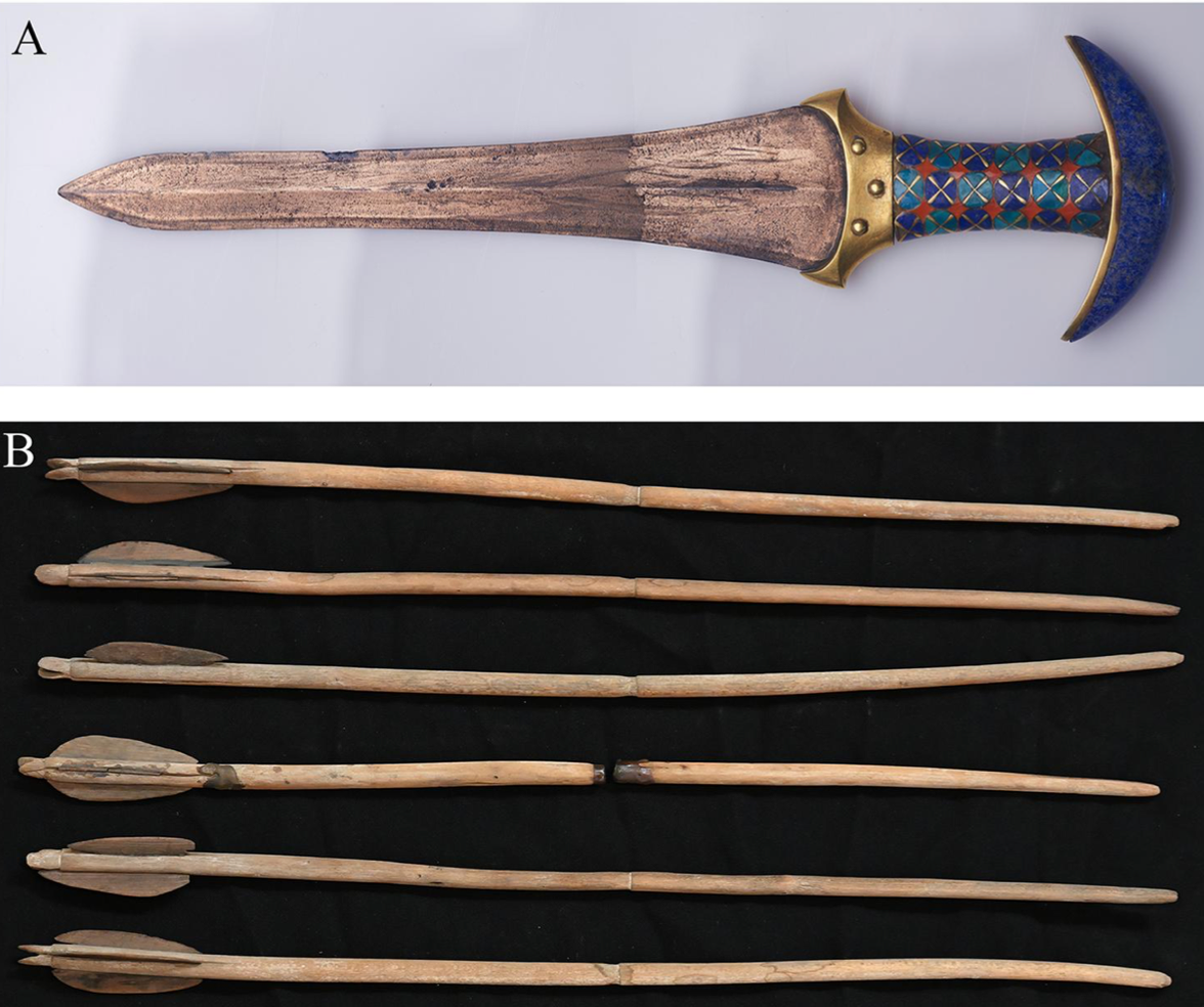 Dagger of Princess Ita and arrows of Princess Noub Hotep (Egyptian Museum, Eman Shawky via Frontiers in Environmental Archaeology)