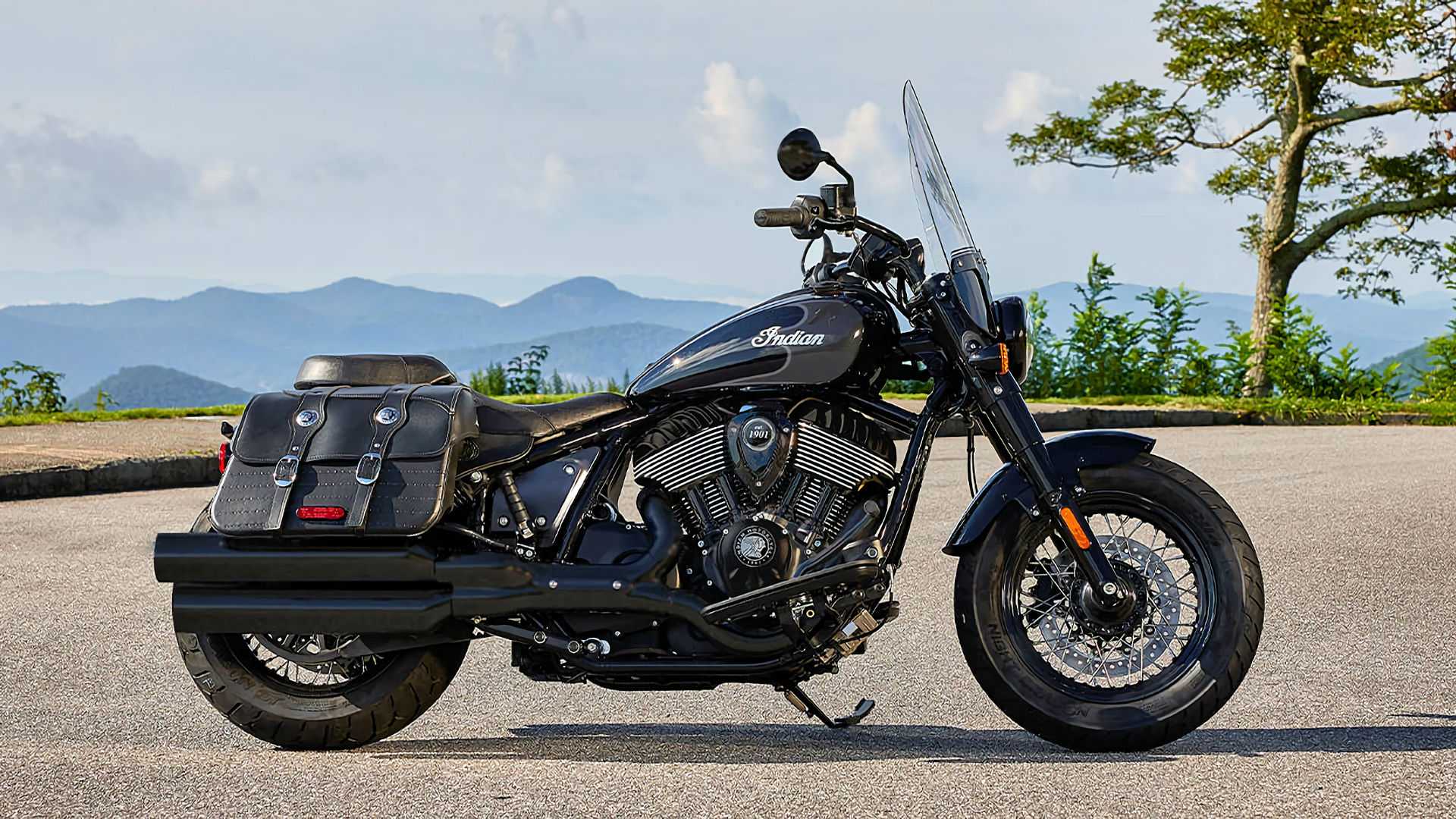 2026 Indian Super Chief Limited parked in a lot, static profile shot