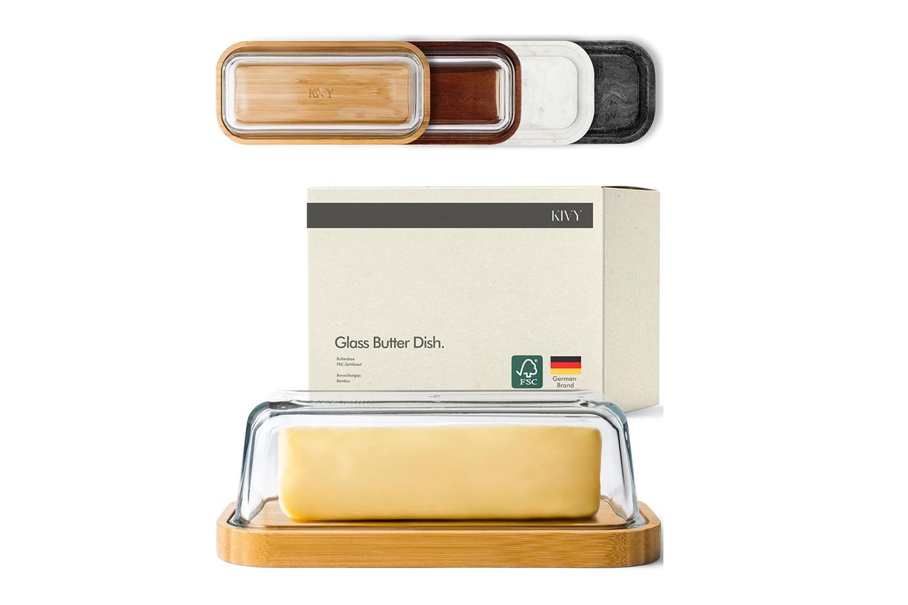 KIVY Glass butter dish with airtight lid that keeps butter soft
