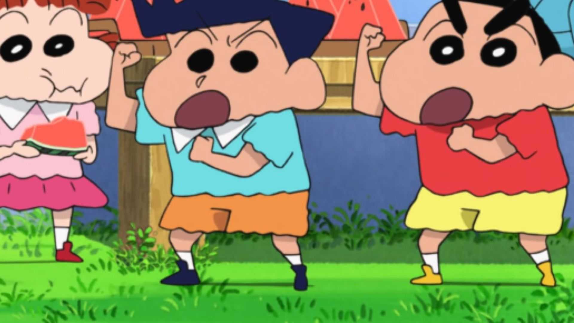 Crayon Shin-Chan Yelling On a field.