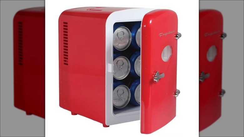 Frigidaire 6-can Retro Mini Fridge filled with six cans