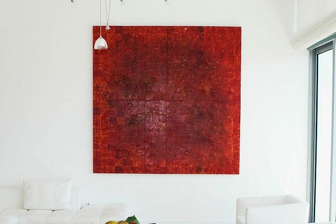 Sofas, Coffee Table And Wall Art In Modern Living Room