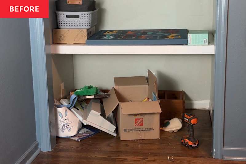 This junk closet became the most magical secret hideaway with the coolest color scheme