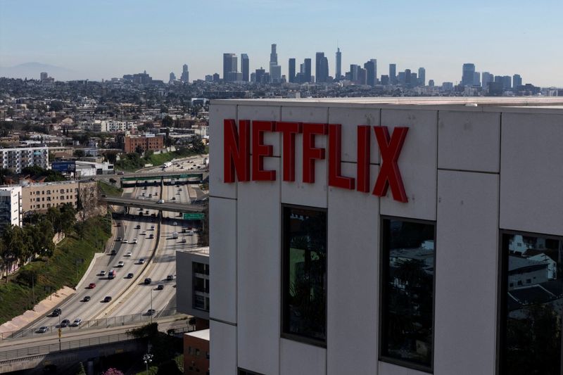 Netflix logo in the Hollywood neighborhood in Los Angeles