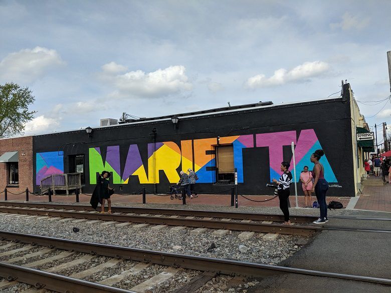 A colorful mural spelling