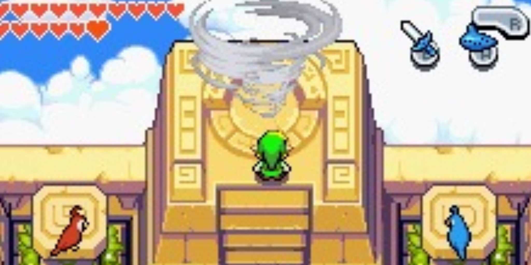 Link explores the Palace of Winds in The Legend of Zelda: The Minish Cap.