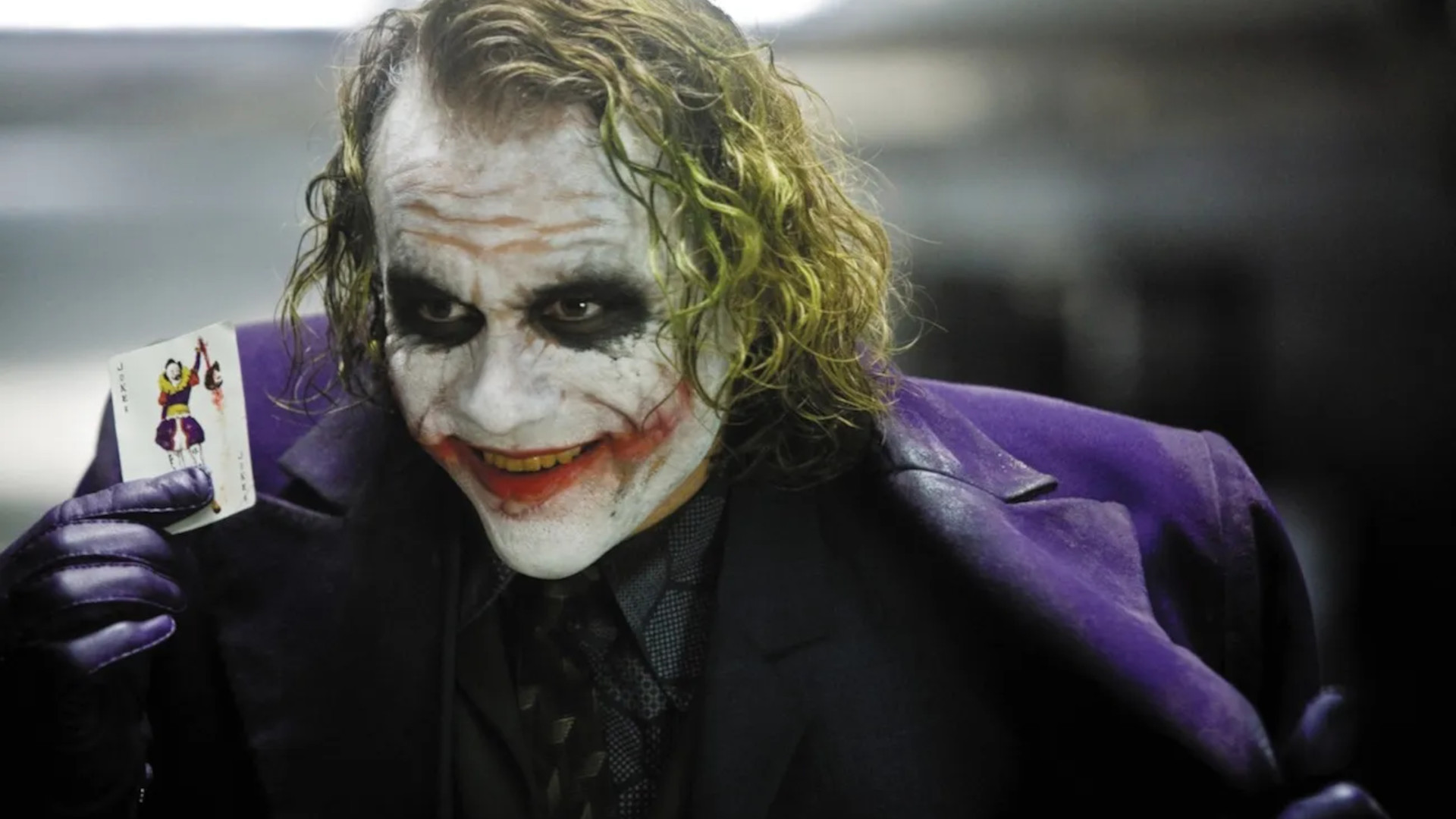 Heath Ledger as the Joker in the Christopher Nolan movie, The Dark Knight